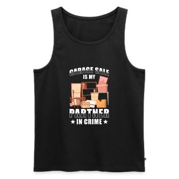 Garage sale slogan - Men's Premium Organic Tank Top - black - Front - AI Model Male 178 light (178cm)