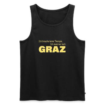 Therapie GRAZ - Männer Premium Bio Tank Top - Schwarz - Vorne - AI Model Male 178 light (178cm)