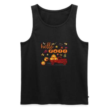 Bonjour Automne Funny shirt citrouille automne Halloween - Débardeur bio Premium Homme - noir - Devant - Michal (187cm)