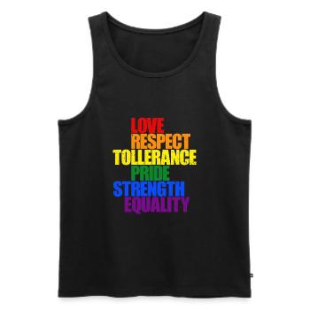 LGBT LOVE RESPECT PRIDE - Débardeur bio Premium Homme - noir - Devant - AI Model Male 178 light (178cm)