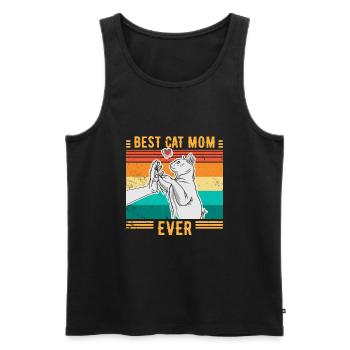BEST CAT MOM EVER Vintage RETRO - Men's Premium Organic Tank Top - black - Front - AI Model Male 178 light (178cm)