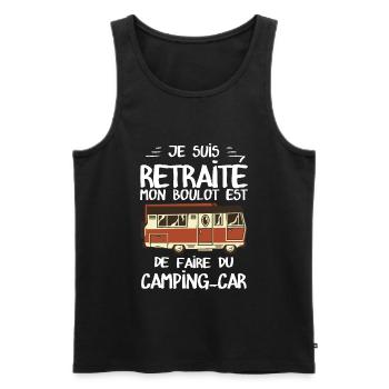 Retraite - Camping - Voyage - Vacances - Cadeau - Débardeur bio Premium Homme - noir - Devant - Michal (187cm)