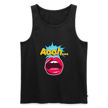 Chemises visuelles / Sexy Lips Sexy Mouth Aaah ... - Débardeur bio Premium Homme - noir - Devant - AI Model Male 178 light (178cm)
