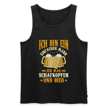 Schafkopf und Bier Kartenspiel Schafkopfen - Männer Premium Bio Tank Top - Schwarz - Vorne - Michal (187cm)