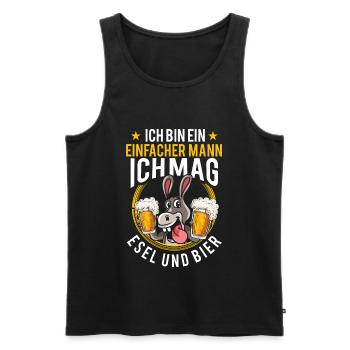 Esel und Bier Spruch Bauernhof - Männer Premium Bio Tank Top - Schwarz - Vorne - AI Model Male 178 light (178cm)