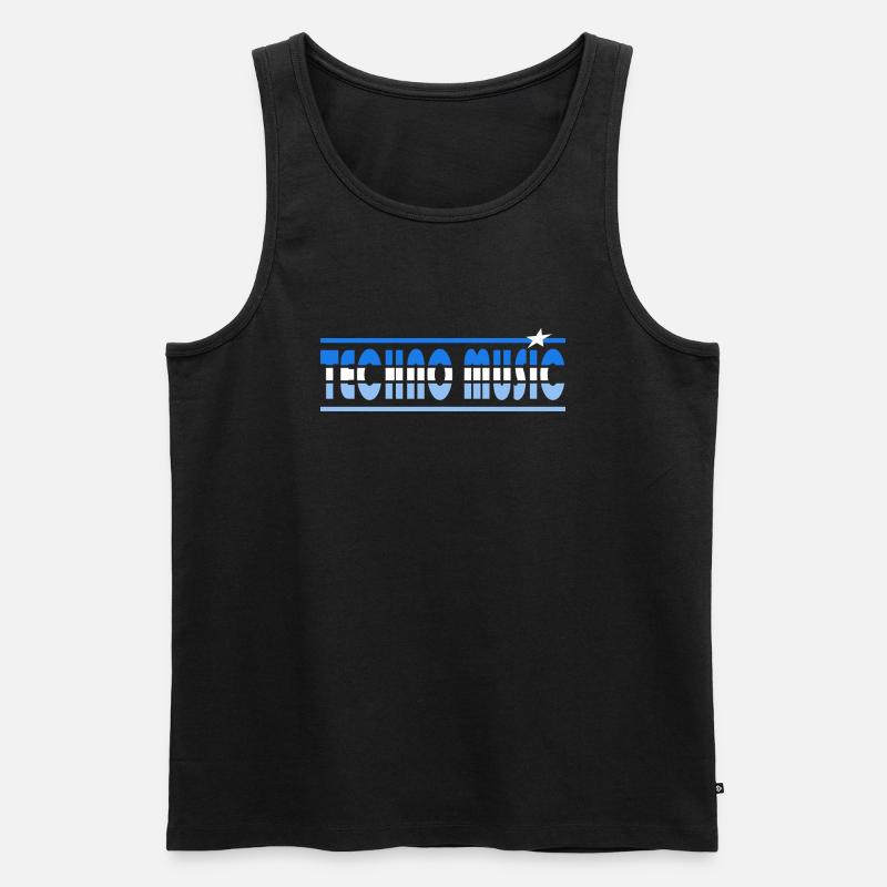Techno Music Retro - Männer Premium Bio Tank Top - Schwarz