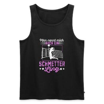 Volleyball Mann nennt mich auch ein Schmetterling - Männer Premium Bio Tank Top - Schwarz - Vorne - Michal (187cm)