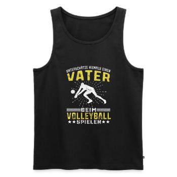 Unterschätze niemals einen Vater beim Volleyball - Männer Premium Bio Tank Top - Schwarz - Vorne - Michal (187cm)