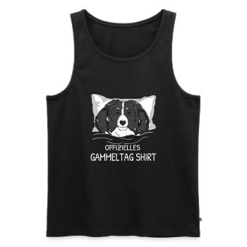 Offizielles Gammeltag Shirt Border Faulenzer - Männer Premium Bio Tank Top - Schwarz - Vorne - Michal (187cm)
