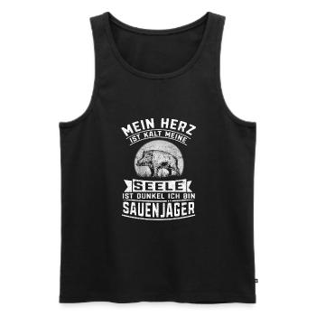 Jäger Mein Herz meine Seele ich bin Sauenjäger - Männer Premium Bio Tank Top - Schwarz - Vorne - Michal (187cm)