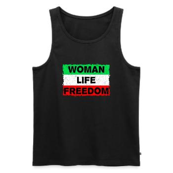 Woman, Life, Freedom | For the women in Iran - Männer Premium Bio Tank Top - Schwarz - Vorne - Michal (187cm)