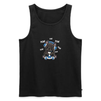 Black French Bulldog - Men's Premium Organic Tank Top - black - Front - AI Model Male 178 light (178cm)