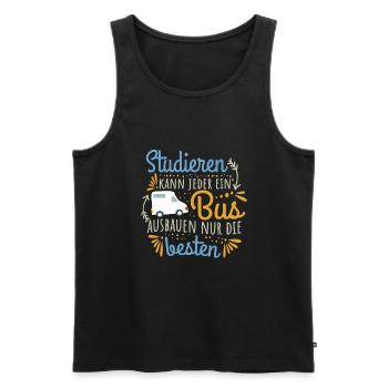 Camping Studieren kann jeder Busausbau Camper - Männer Premium Bio Tank Top - Schwarz - Vorne - AI Model Male 178 light (178cm)