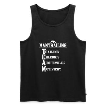 Mantrailing Trailing Erlebnis Arbeitswillige - Männer Premium Bio Tank Top - Schwarz - Vorne - AI Model Male 178 light (178cm)