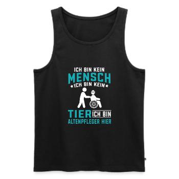 Kein Mensch kein Tier Altenpflege Pflegehelfer - Männer Premium Bio Tank Top - Schwarz - Vorne - Michal (187cm)