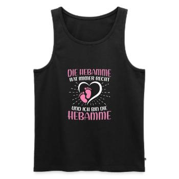 Die Hebamme hat immer recht Hebamme Geburtshaus - Männer Premium Bio Tank Top - Schwarz - Vorne - Michal (187cm)