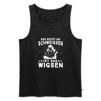 Schweißen Das Beste am Schweissen ist das Wigsen - Männer Premium Bio Tank Top - Schwarz - Vorne - Michal (187cm)