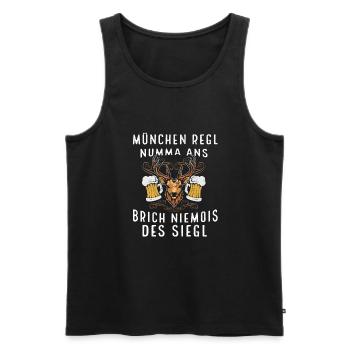 Trachtenshirt München Regel Lausbua Bayrisches - Männer Premium Bio Tank Top - Schwarz - Vorne - Michal (187cm)