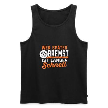 KFZ Mechaniker Auto Wer später bremst Geschenk - Männer Premium Bio Tank Top - Schwarz - Vorne - Michal (187cm)