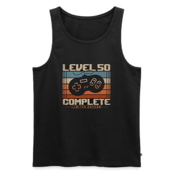 50 Birthday Gift 50 Years Level 50 Complete - Men's Premium Organic Tank Top - black - Front - Michal (187cm)
