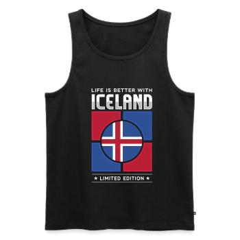 Iceland - Men's Premium Organic Tank Top - black - Front - Michal (187cm)