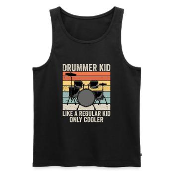 Drummer kid like a regular kid only cooler - Débardeur bio Premium Homme - noir - Devant - AI Model Male 178 light (178cm)