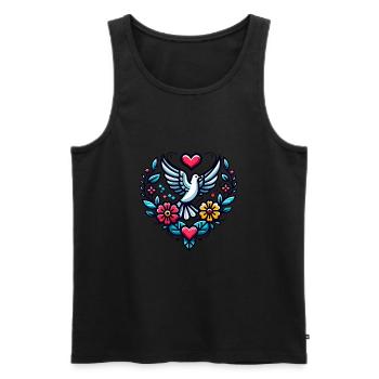 Dove of peace with flowers and red heart - Men's Premium Organic Tank Top - black - Front - Michal (187cm)