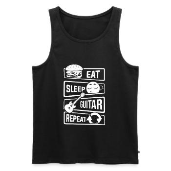 Eat Sleep Guitar Repeat - Gitarre Musik Instrument - Männer Premium Bio Tank Top - Schwarz - Vorne - AI Model Male 178 light (178cm)