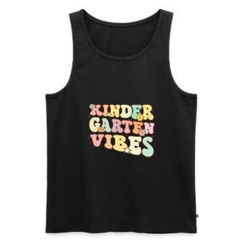 Groovy Hello Kindergarten Vibes Retro Teacher - Men's Premium Organic Tank Top - black - Front - Michal (187cm)