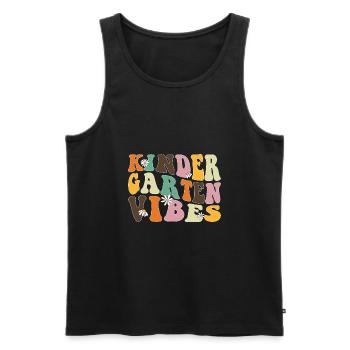 Groovy Hello Kindergarten Vibes Retro Lehrer - Männer Premium Bio Tank Top - Schwarz - Vorne - Michal (187cm)