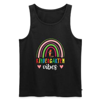 Groovy Hello Kindergarten Vibes Retro Lehrer - Männer Premium Bio Tank Top - Schwarz - Vorne - Michal (187cm)