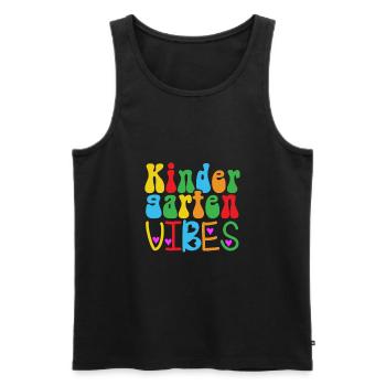 Groovy Hello Kindergarten Vibes Retro Lehrer - Männer Premium Bio Tank Top - Schwarz - Vorne - Michal (187cm)
