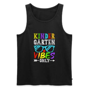 Groovy Hello Kindergarten Vibes Retro Teacher - Men's Premium Organic Tank Top - black - Front - Michal (187cm)