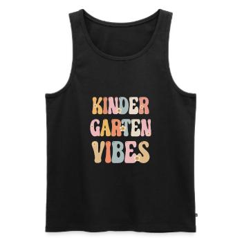Groovy Hello Kindergarten Vibes Retro Lehrer - Männer Premium Bio Tank Top - Schwarz - Vorne - Michal (187cm)
