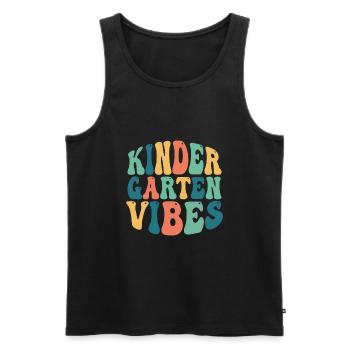 Groovy Hello Kindergarten Vibes Retro Lehrer - Männer Premium Bio Tank Top - Schwarz - Vorne - Michal (187cm)