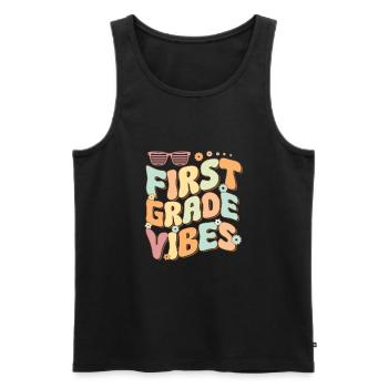 Back To School First Grade Vibes Student Teacher - Men's Premium Organic Tank Top - black - Front - Michal (187cm)