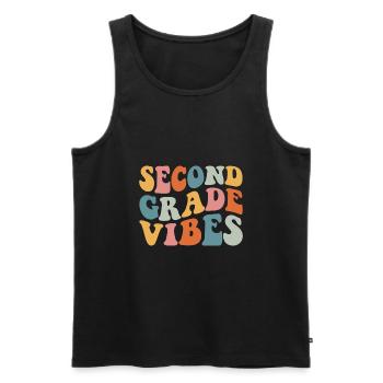 Back To School Second Grade Vibes Retro Teacher - Men's Premium Organic Tank Top - black - Front - Michal (187cm)