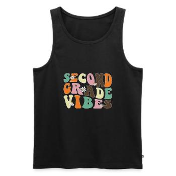 Back To School Second Grade Vibes Retro Teacher - Men's Premium Organic Tank Top - black - Front - Michal (187cm)