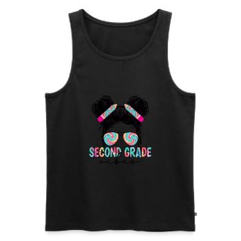 Back To School Second Grade Vibes Retro Teacher - Men's Premium Organic Tank Top - black - Front - Michal (187cm)