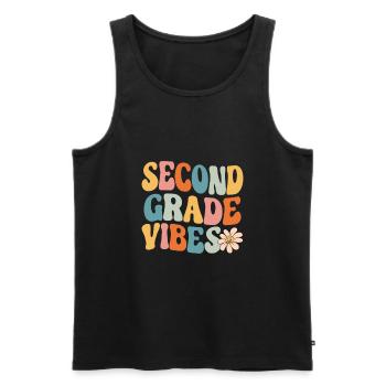 Back To School Second Grade Vibes Retro Teacher - Men's Premium Organic Tank Top - black - Front - Michal (187cm)