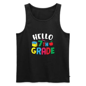 7th Grade Vibes Retro Groovy Women Happy First - Men's Premium Organic Tank Top - black - Front - Michal (187cm)