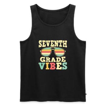 Vibes de 7ème année Retro Groovy Femmes Heureuses d’abord - Débardeur bio Premium Homme - noir - Devant - Michal (187cm)