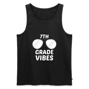 Vibes de 7ème année Retro Groovy Femmes Heureuses d’abord - Débardeur bio Premium Homme - noir - Devant - Michal (187cm)