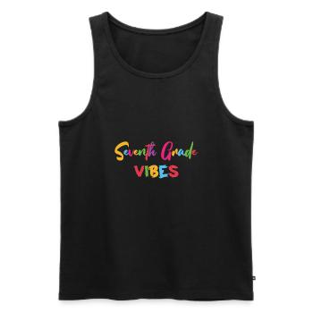 7th Grade Vibes Retro Groovy Women Happy First - Men's Premium Organic Tank Top - black - Front - Michal (187cm)