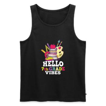 Hello 7th Grade Vibes Retro Groovy Women Happy - Men's Premium Organic Tank Top - black - Front - Michal (187cm)