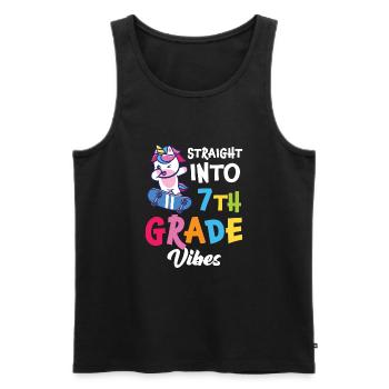 Straigt Into7th Grade vibes Retro Groovy Femmes - Débardeur bio Premium Homme - noir - Devant - Michal (187cm)