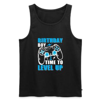 Birthday Boy Il est temps de monter de niveau En ce qui concerne l’anniversaire du jeu vidéo - Débardeur bio Premium Homme - noir - Devant - Michal (187cm)