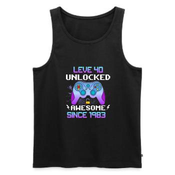 Level 40 Unlocked Awesome Since 1983 Funny Gamer - Men's Premium Organic Tank Top - black - Front - Michal (187cm)