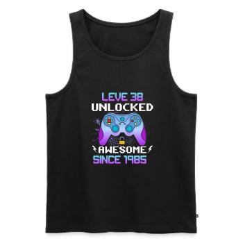 Level 38 Unlocked Awesome Since 1985 Funny Gamer - Men's Premium Organic Tank Top - black - Front - AI Model Male 178 light (178cm)