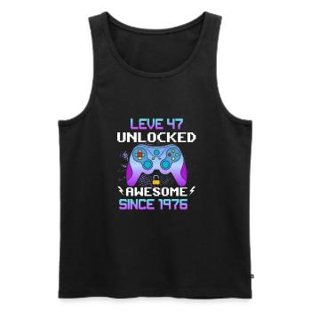 Level 47 Unlocked Awesome Since 1976 Funny Gamer - Men's Premium Organic Tank Top - black - Front - AI Model Male 178 light (178cm)